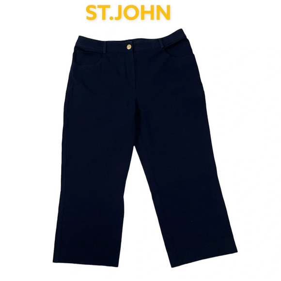 ST. JOHN Blue Cropped Leg Pants Size 10 - Picture 9 of 9